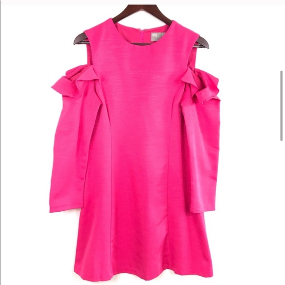ASOS Cold Shoulder Ruffle Structured Mini Dress - Picture 2 of 3